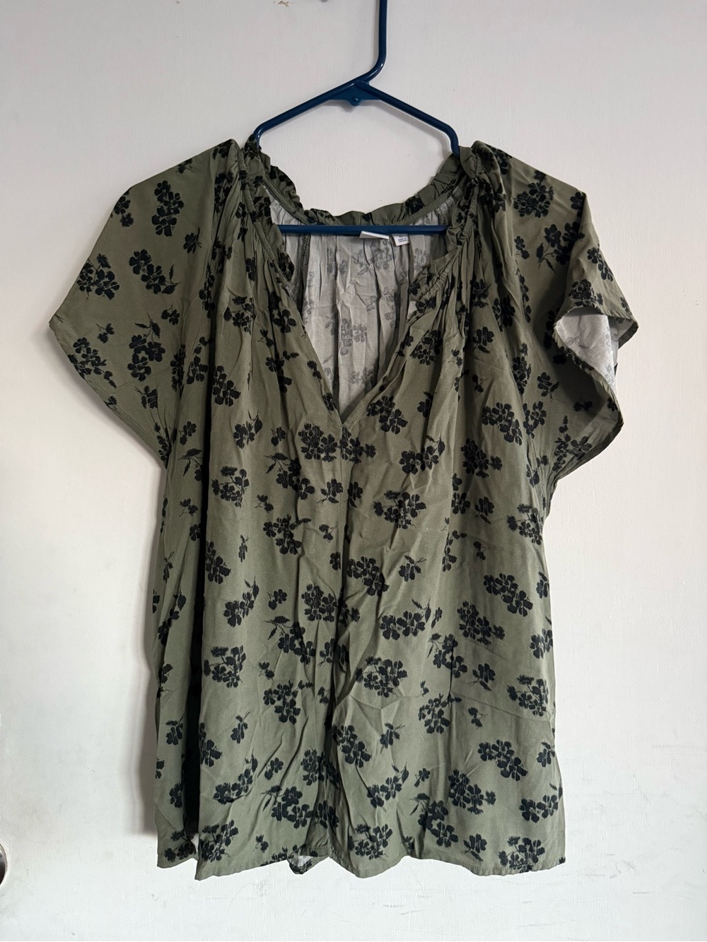 Olive Green Floral Women's Top